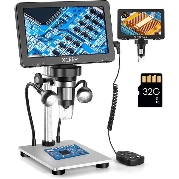 XClifes 7&apos; Digital USB Microscope, 1080p HD Micros...