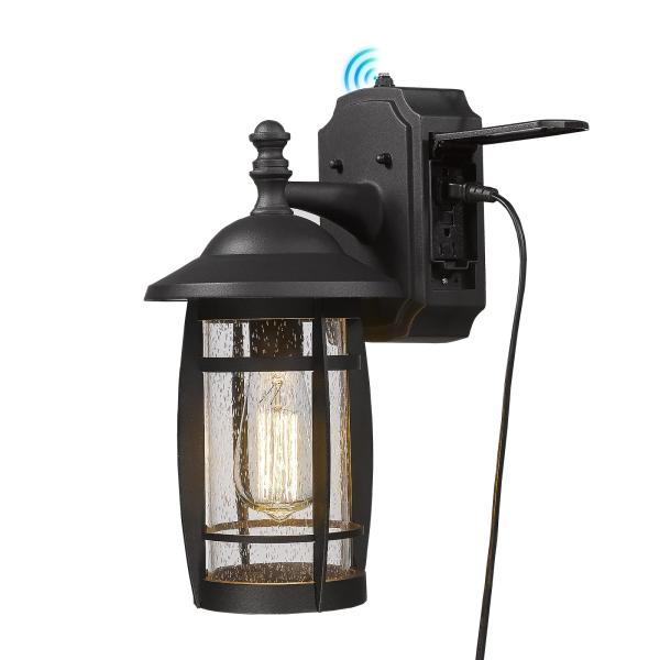 Luminzone Outdoor Porch Lights with GFCI Outlet, D...