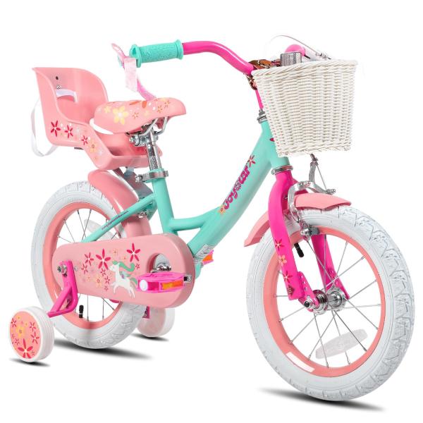 JOYSTAR ユニコーン 14インチ キッズバイク 3 4 5歳の女の子用 人形付き バイクシート...