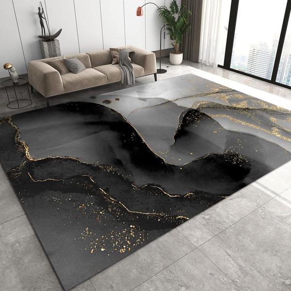 Area Rugs 6x9ft, Modern Black Gold Marble Texture ...