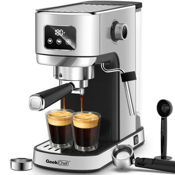Geek Chef Espresso Machine, Cappuccino &amp; Latte Mac...