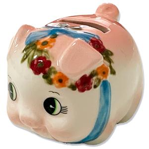 豚の貯金箱 ピギーバンク ブタバンク 豆 ピンク Piggy Bank