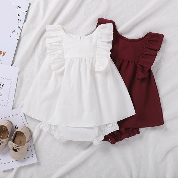 ノースリーブ ドレス フリルワンピース かわいい 綿 新生児 ベビー キッズ 普段着 お洒落着