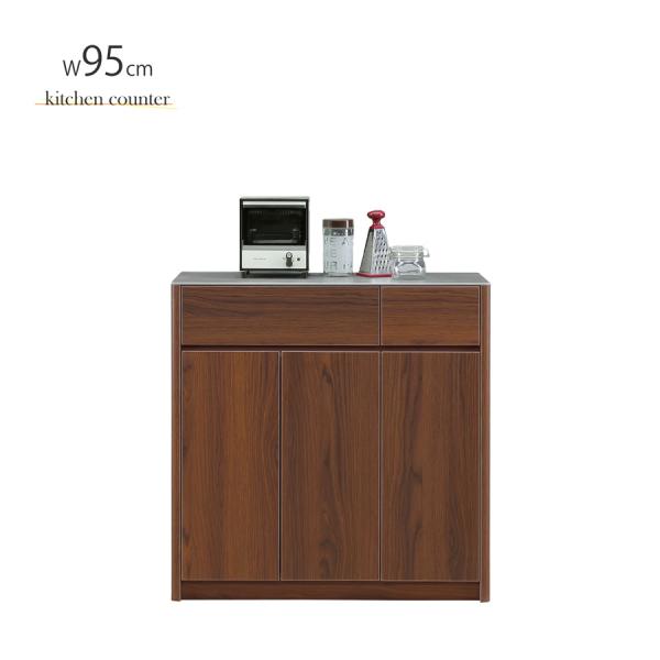 キッチンカウンター セラミック レンジ台 幅95cm 完成品 キッチンボード キッチン収納 引き出し...