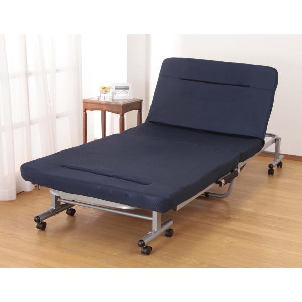 折りたたみ式 ソファベッド 介護 簡易ベッド シングル S 組立不要 ブラウン ネイビー 完成品 ベ...