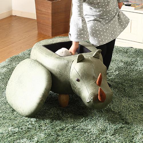 アニマルスツール 収納付き サイ アニマル型 収納 インテリア キッズ チェア 収納スツール 高さ3...