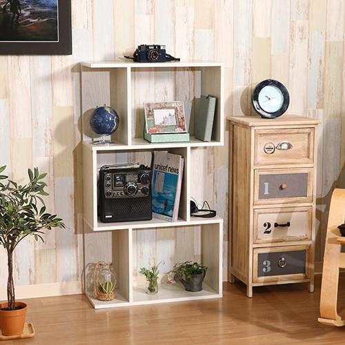 S型 ディスプレイラック 3段 ホワイトウォッシュ デザイン 実用 オシャレ オープンタイプ 壁付け...