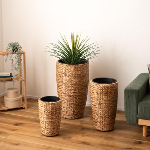 編み込み ウォーターヒヤシンス 植木鉢 プランター ハイタイプ L