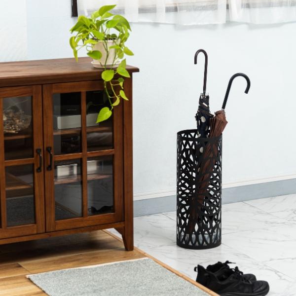 シンプル スッキリ アンティーク スリム かさ立て アンブレララック 円形 円柱 WH BK シンプ...