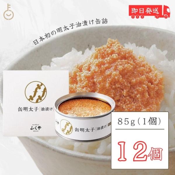 ふくや 缶明太子 油漬け 85g 12個 明太子 おつまみ めんたいこ 子明太子 油漬け 缶詰 まと...