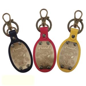 SNOOPY スヌーピー レザー キーホルダー 小判型 SN&CB