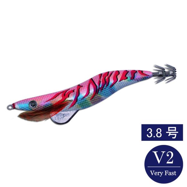 エギシャープ 3.8号V2 マーブルピンクグロー赤侍レッド