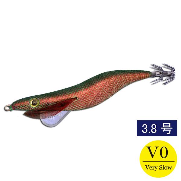エギシャープ 3.8号V0 レッドグリーンベース グリーン