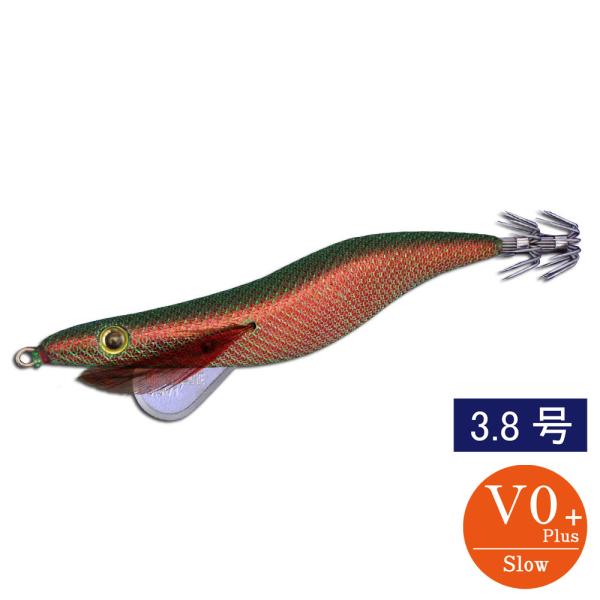 エギシャープ 3.8号V0+ レッドグリーンベース グリーン