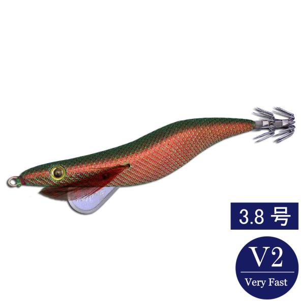 エギシャープ 3.8号V2 レッドグリーンベース グリーン