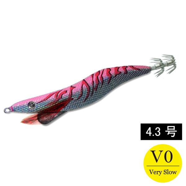 エギシャープα　4.3号V0　22g　パープルピンクグロー赤侍レッド
