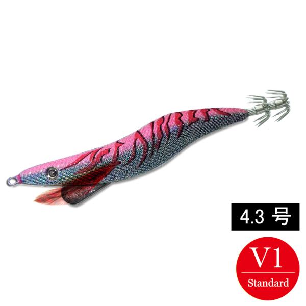 エギシャープα　4.3号V1(24g)　パープルピンクグロー赤侍レッド