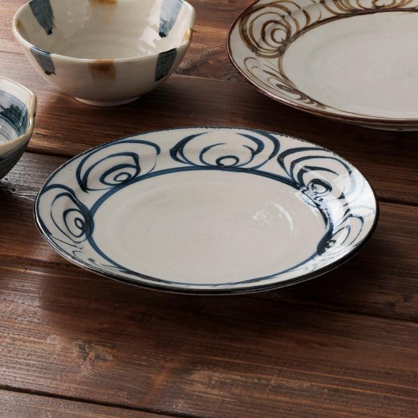 国産 食器 器 取り皿 料理皿 7寸皿 手書き｜ 瀬戸焼 筆絵馬の目皿21cm  KEYUCA(ケユ...