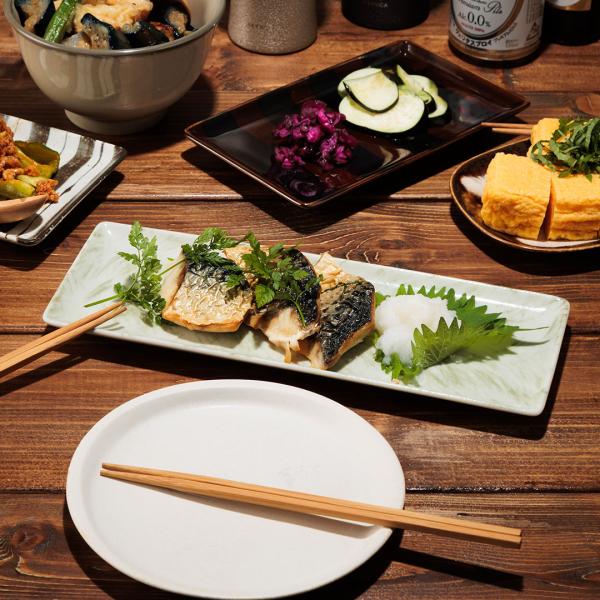 国産 魚皿 さんま皿 レンジOK 食洗機OK おしゃれ 手書き｜ 美濃焼 長皿29cm 笹  KEY...