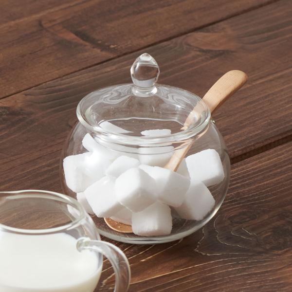 シュガーポット スプーン 耐熱ガラス 紅茶 コーヒー 電子レンジ対応 塩 調味料入れ 砂糖入れ[Ma...