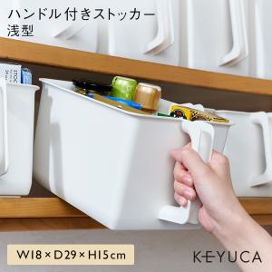 ハンドル付きストッカー 浅型 W18×D29 収納ケース 取っ手付き 取り出しやすい 収納ボックス ｜ KEYUCA ハンドル付きストッカー 浅型 W18×D29×H15cm ケユカ
