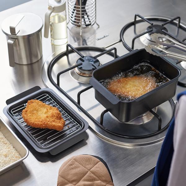 鍋 なべ 調理器具 揚げ物 フライ 直火対応 IH対応 シンプル｜ 角型IH天ぷら揚げ鍋 20×14...