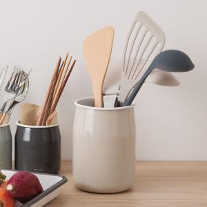 キッチン用品 カトラリースタンド 箸立て スプーン フォーク 調理器具 収納｜ ホーローキッチンツールスタンド ベージュ KEYUCA(ケユカ)