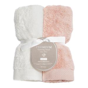 綿100％ 抗菌 バス用品[抗菌防臭グリーティングタオルプレミアム2枚セット フェイスタオル 34×80cm 厚手 ホワイト ピンク KEYUCA ケユカ]