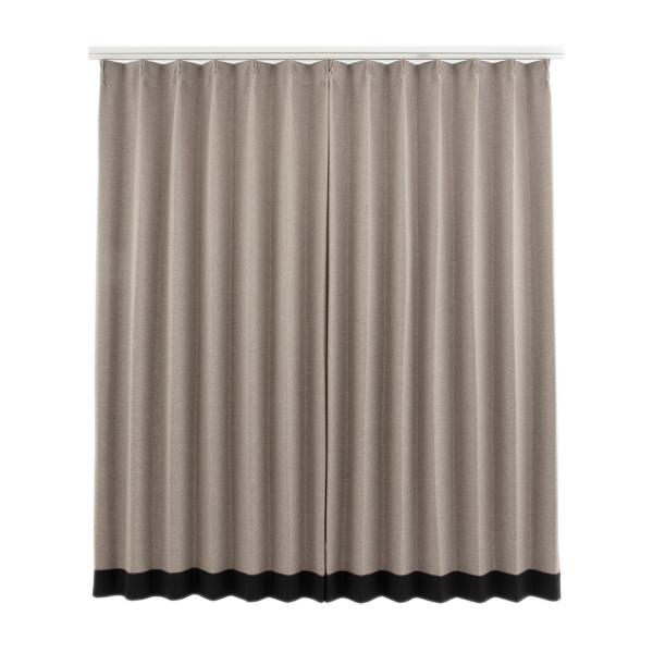 カーテン インテリア ファブリック 遮光性｜ すぐに使える遮光バイカラーヘリンボンドレープ 2枚セッ...