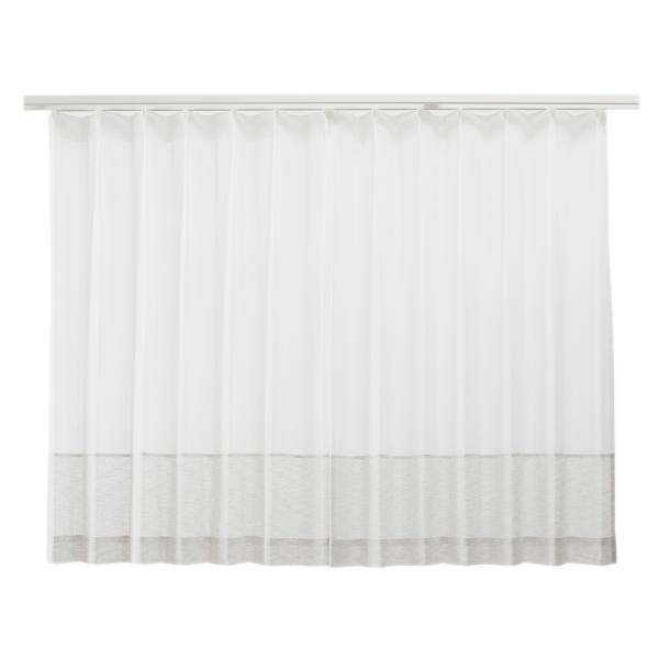 カーテン インテリア ファブリック 形状記憶加工｜ すぐに使えるバイカラーレース 2枚セット ホワイ...