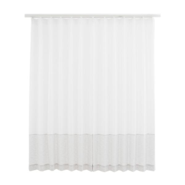 カーテン インテリア ファブリック 形状記憶加工 ナチュラル｜ すぐに使えるバイカラーレース 2枚セ...