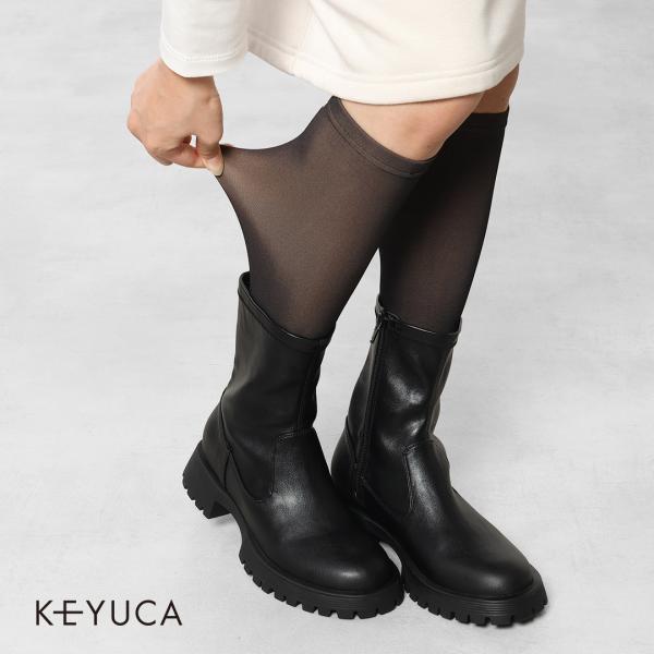 靴下 ソックス 透け感 レディース おしゃれ  通販|d 薄見えフェイク靴下 130デニール ブラッ...