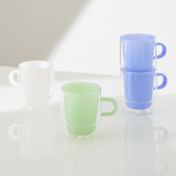 コップ マグカップ 耐熱ガラス 保温 保冷 電子レンジ可 食洗器可 ｜ Crist 耐熱スタッキング...