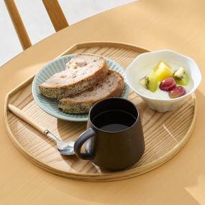 木製 お盆 天然木 ランチョン ランチ ディナー おしゃれ ランチトレイ 半月トレイ ｜ 滑りにくい半月木目トレイ 30cm KEYUCA(ケユカ)
