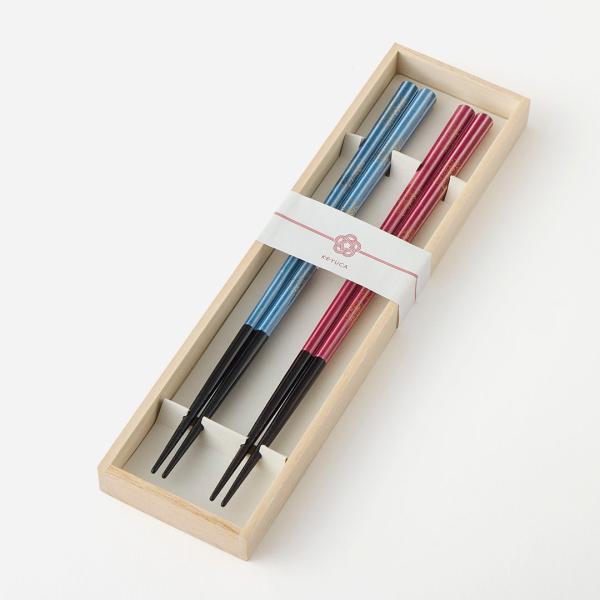 国産 天然木 カトラリー シンプル お祝い ギフト 贈り物 食洗機可 ｜ 食洗結び金市松箸 2膳セッ...