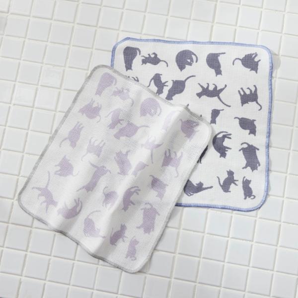 国産 ふきん 雑巾 可愛い 猫 キッチン雑貨 綿 ｜ 抗菌防臭ディッシュクロス2枚セット ネコ  K...