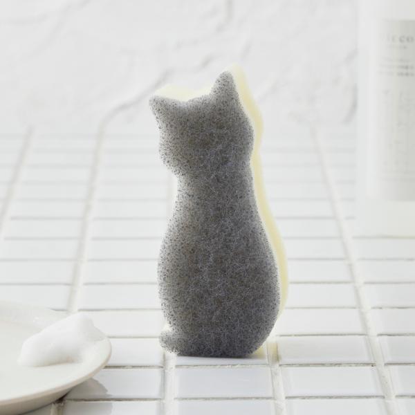 国産 食器洗い キッチン雑貨 可愛い 猫 研磨剤不使用 防臭加工 ｜ socio 抗菌スポンジ ネコ...