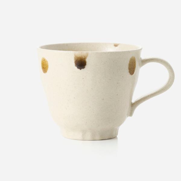 国産 食器 マグカップ コップ カップ 水玉 食洗機可 ｜ [美濃焼] 飴茶白 マグ ベージュ  K...
