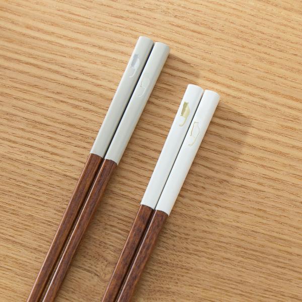 国産 天然木 カトラリー シンプル 可愛い 猫 食洗機可 ｜ 食洗 箔ねこ箸  KEYUCA(ケユカ...