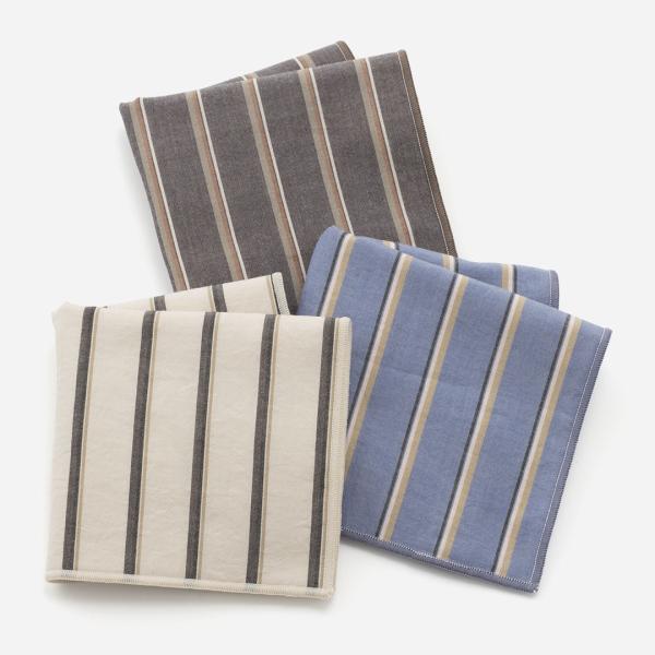 日本製 綿 レディース メンズ 吸水性 クラフトワッシャー加工｜ ハンカチタオル マルチストライプ ...