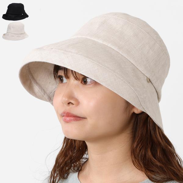リネン 麻 ハット 2WAY UVカット 小顔効果 ナチュラル 紫外線対策 つば広 日焼け防止 ｜ ...