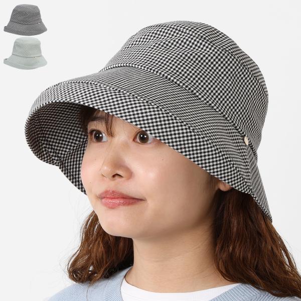 ギンガム ハット ギンガムチェック 2WAY UVカット 小顔効果 ナチュラル 紫外線対策 ｜ 2W...