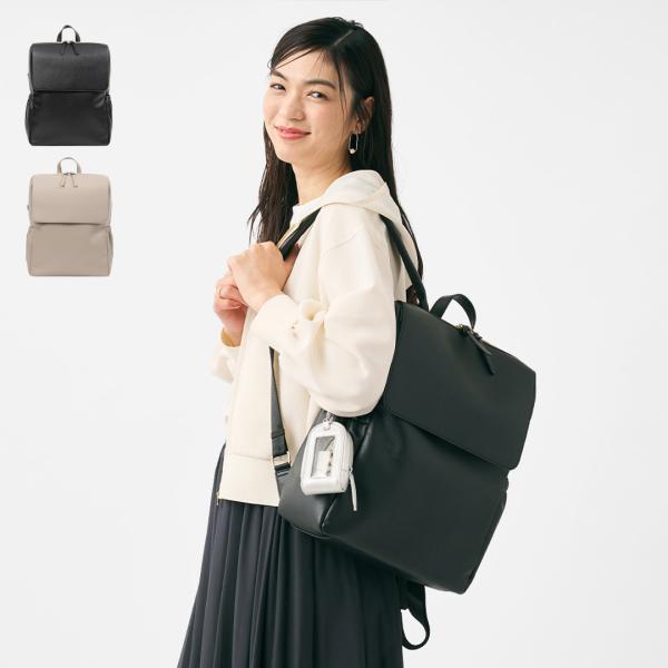 バッグ カスタム ノートPC きれいめ 上品 女性 レディース ｜ 合皮フラップA4ゆったりリュック...