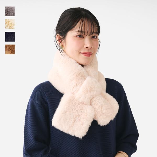 レディース マフラー スヌード フェイクファー 保温 ファッション小物 洗濯可 シンプル[エコファー...