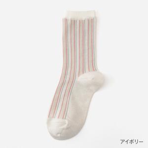 レディース ソックス 靴下 ボーダー柄 シンプ...の詳細画像1