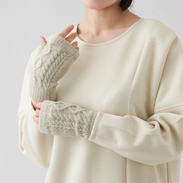 日本製 国産 服飾雑貨 アームウォーマー 防寒 冷え対策 無地 シンプル｜ ミックス編手首ウォーマー...