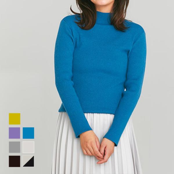 レディース ファッション トップス 長袖 ストレッチ 無地 シンプル おしゃれ｜ ハイネックスリット...