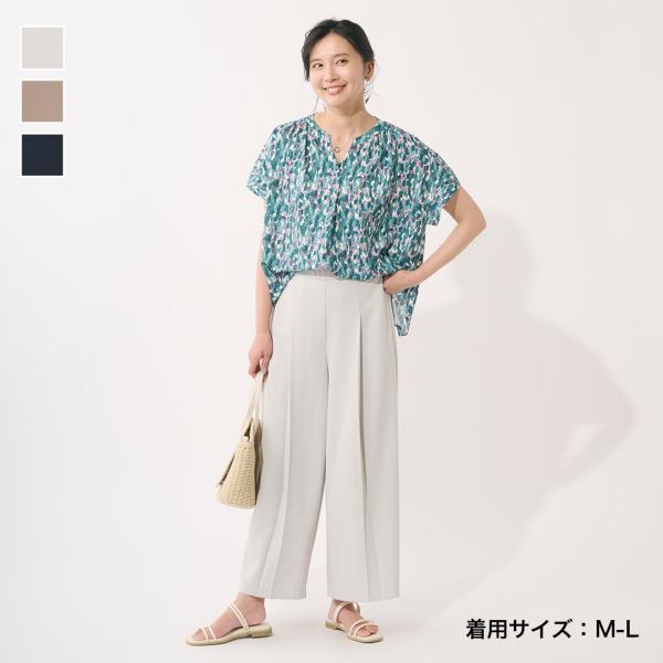 レディース ボトムス パンツ ストレッチ フロントタック インタック 接触冷感 吸水速乾 おしゃれ ...