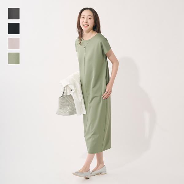 レディース ワンピース 吸水速乾 冷感 カットソーワンピ 細見え フレンチスリーブ おしゃれ  通販...