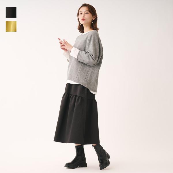 レディース ボトムス スカート ギャザー サテン 花柄 上品 フレア ふんわり ウォッシャブル おし...